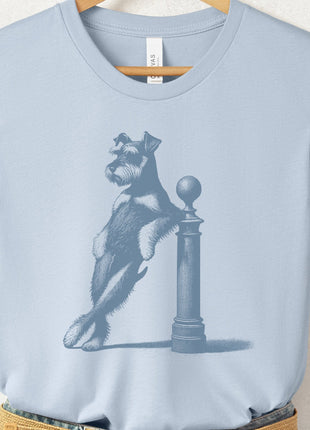 Schnauzer Lamppost Leaning T-Shirt