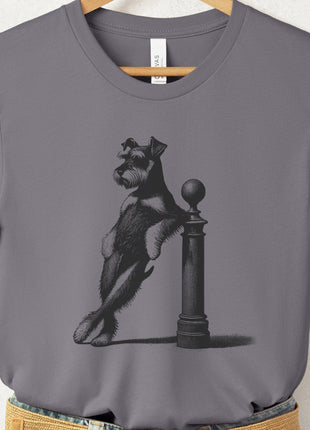 Schnauzer Lamppost Leaning T-Shirt