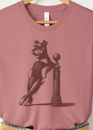 Schnauzer Lamppost Leaning T-Shirt