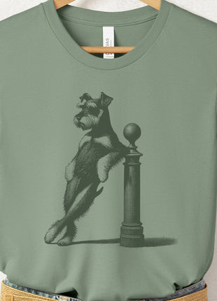 Schnauzer Lamppost Leaning T-Shirt