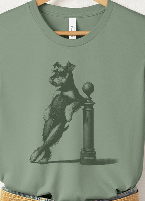 Schnauzer Lamppost Leaning T-Shirt