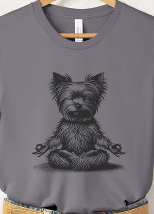 Yorkshire Terrier Yorkie Meditate Yoga Lotus Pose T-Shirt