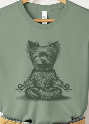 Yorkshire Terrier Yorkie Meditate Yoga Lotus Pose T-Shirt