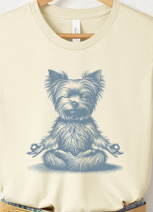 Yorkshire Terrier Yorkie Meditate Yoga Lotus Pose T-Shirt