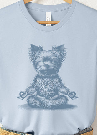 Yorkshire Terrier Yorkie Meditate Yoga Lotus Pose T-Shirt
