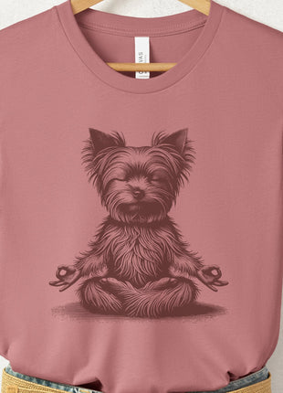 Yorkshire Terrier Yorkie Meditate Yoga Lotus Pose T-Shirt