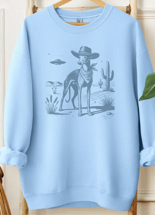 Italian Greyhound Whippet Ink Cowboy UFO Sweatshirt