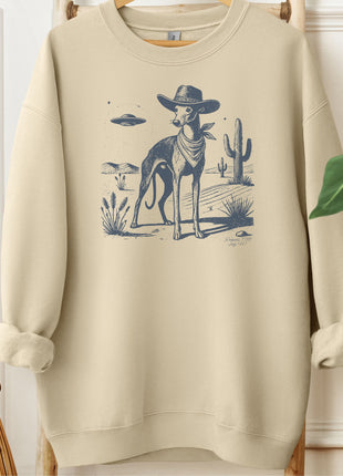 Italian Greyhound Whippet Ink Cowboy UFO Sweatshirt