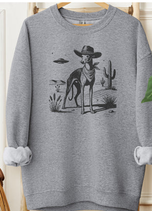 Italian Greyhound Whippet Ink Cowboy UFO Sweatshirt