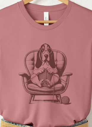 Basset Hound Knitting T-Shirt