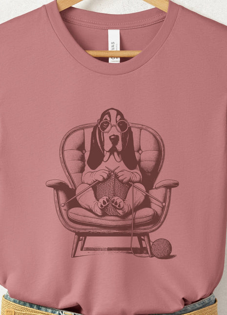 Basset Hound Knitting T-Shirt