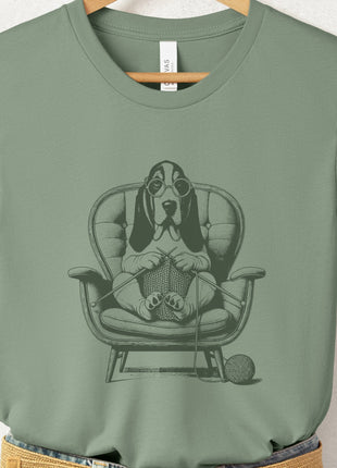 Basset Hound Knitting T-Shirt