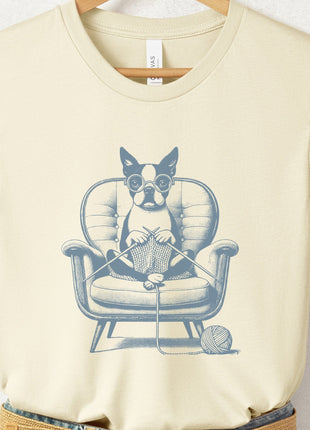 Boston Terrier Knitting T-Shirt