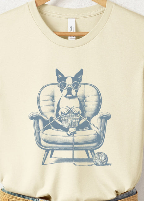 Boston Terrier Knitting T-Shirt