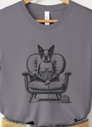 Boston Terrier Knitting T-Shirt