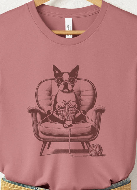 Boston Terrier Knitting T-Shirt