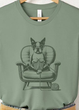 Boston Terrier Knitting T-Shirt