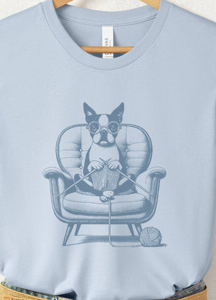 Boston Terrier Knitting T-Shirt