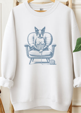Boston Terrier Knitting Sweatshirt