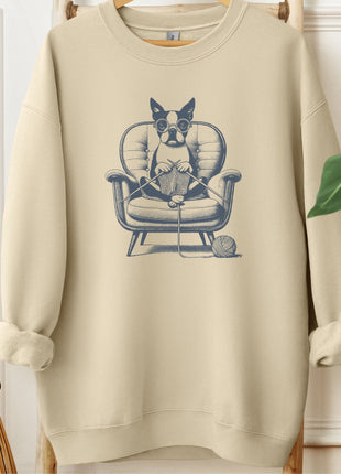 Boston Terrier Knitting Sweatshirt