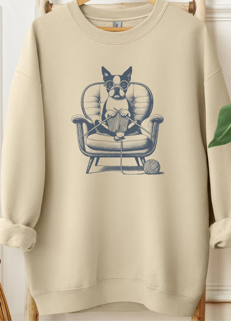 Boston Terrier Knitting Sweatshirt