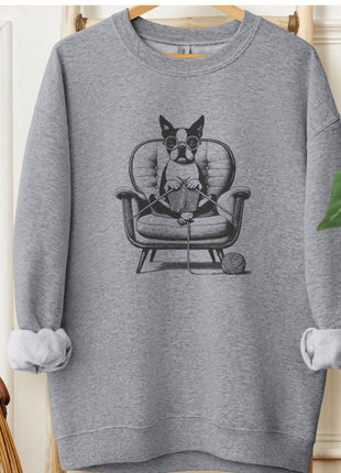 Boston Terrier Knitting Sweatshirt