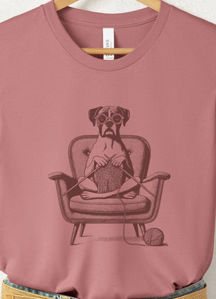Boxer Dog Knitting T-Shirt