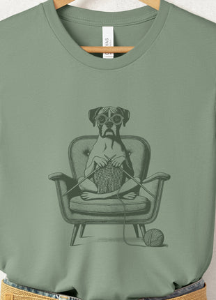 Boxer Dog Knitting T-Shirt