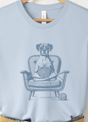 Boxer Dog Knitting T-Shirt