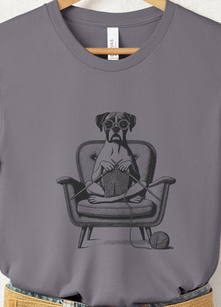 Boxer Dog Knitting T-Shirt