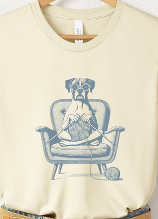 Boxer Dog Knitting T-Shirt