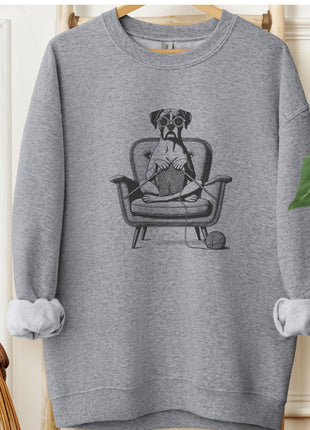Boxer Dog Knitting Sweatshirt