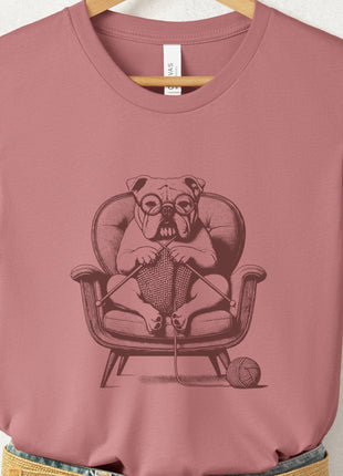 English Bulldog Knitting T-Shirt
