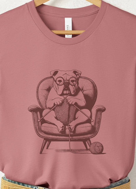 English Bulldog Knitting T-Shirt