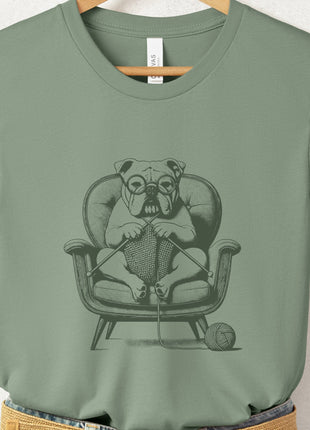 English Bulldog Knitting T-Shirt