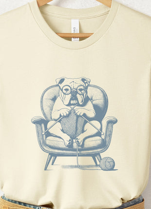 English Bulldog Knitting T-Shirt