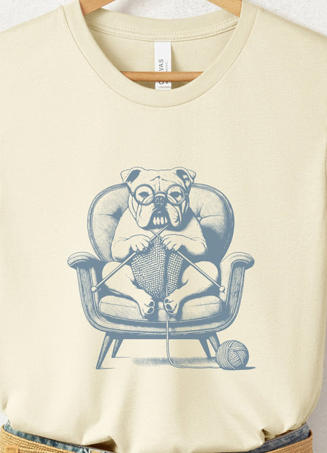 English Bulldog Knitting T-Shirt