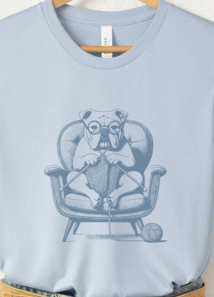 English Bulldog Knitting T-Shirt