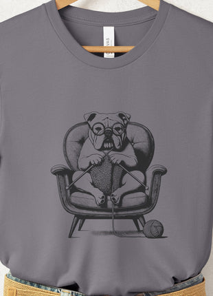 English Bulldog Knitting T-Shirt