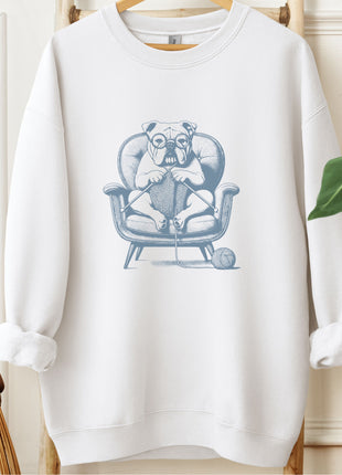 English Bulldog Knitting Sweatshirt