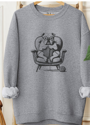English Bulldog Knitting Sweatshirt
