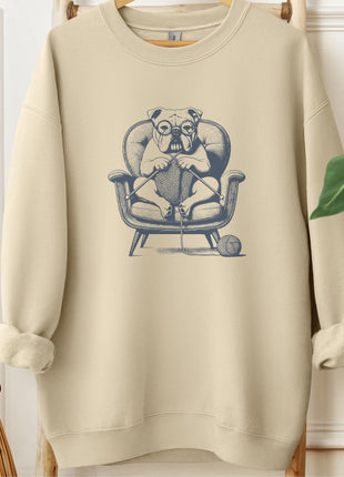 English Bulldog Knitting Sweatshirt