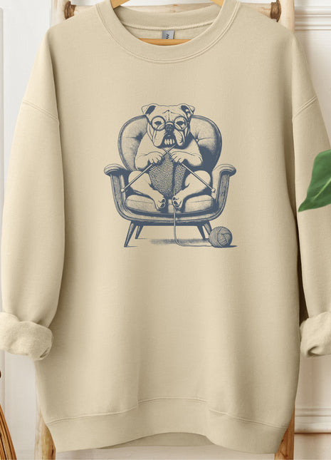 English Bulldog Knitting Sweatshirt