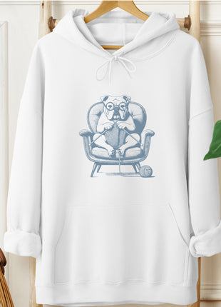 English Bulldog Knitting Hoodie