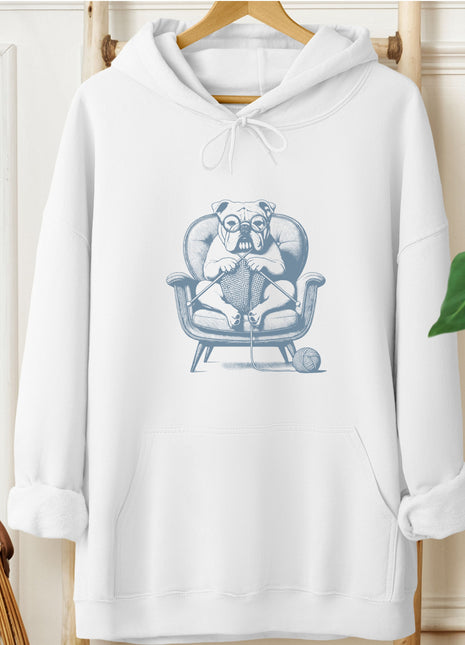 English Bulldog Knitting Hoodie