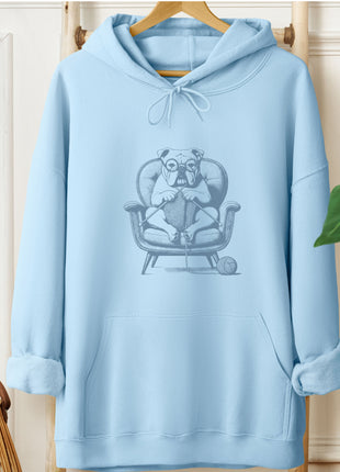 English Bulldog Knitting Hoodie