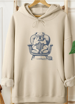 English Bulldog Knitting Hoodie