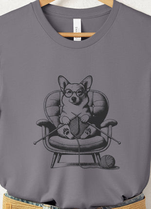 Corgi Knitting T-Shirt