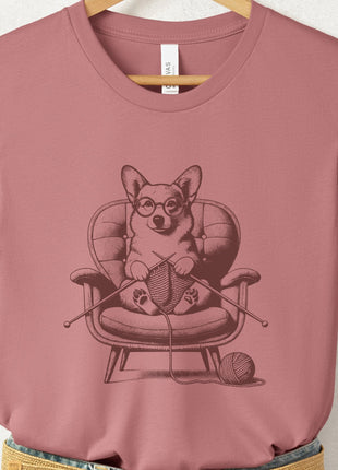 Corgi Knitting T-Shirt