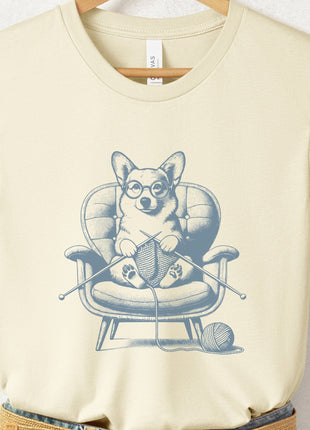 Corgi Knitting T-Shirt